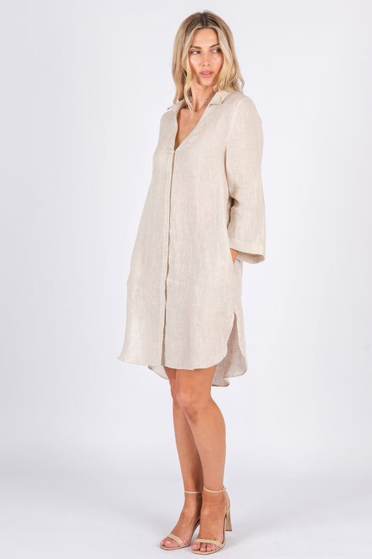 Angelica Linen Dress/Beige