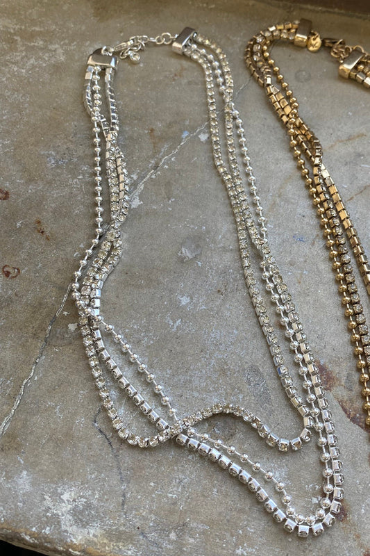 Crystal Statement Necklace/Silver