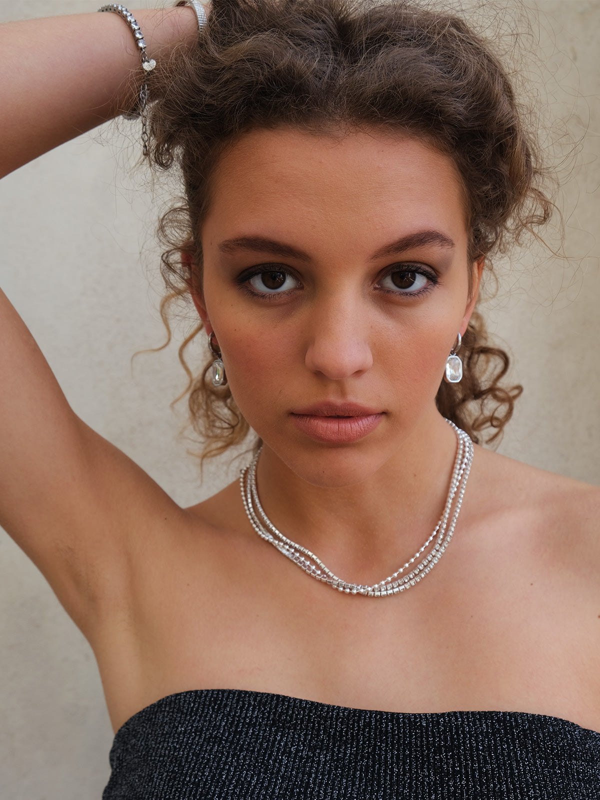 Crystal Statement Necklace/Silver