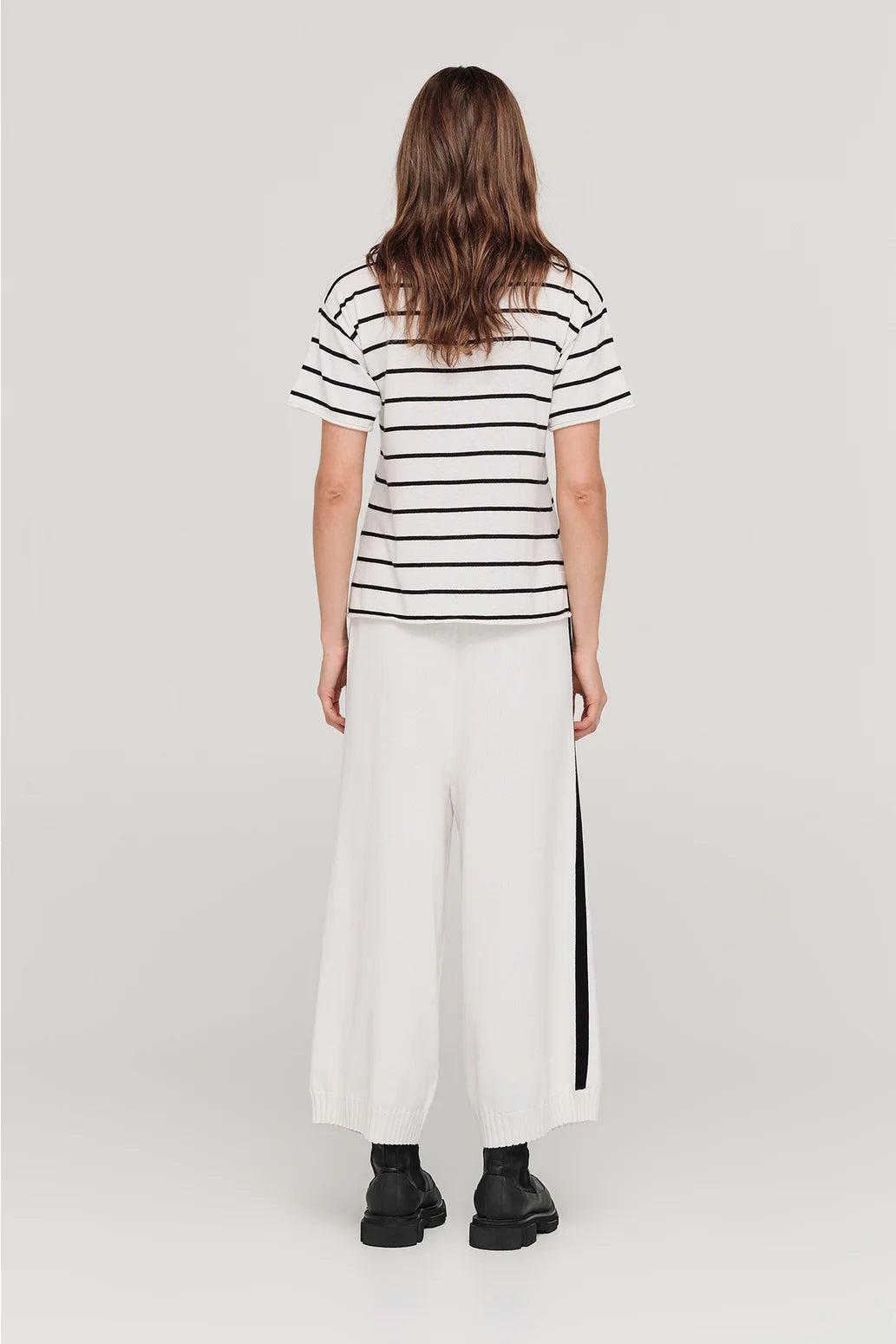 Stripe Solace Tee-Ivory/Black