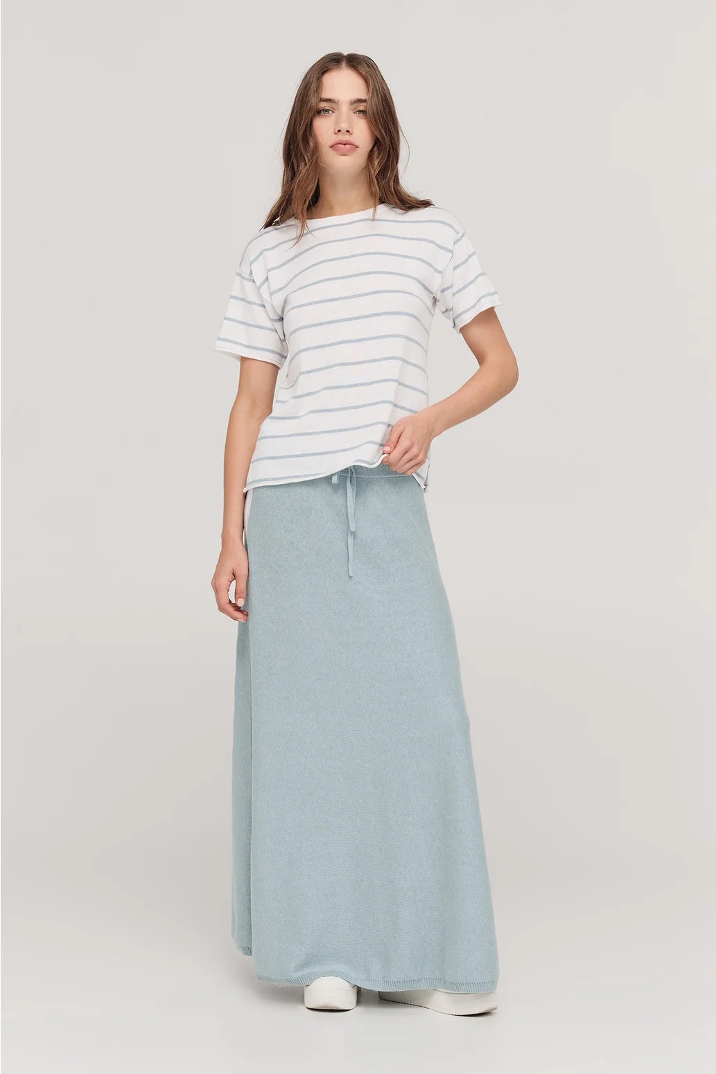 Stripe Solace Tee- Ivory Mist