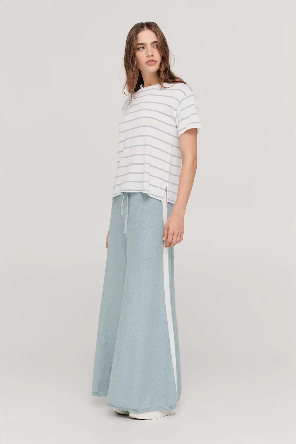 Stripe Solace Tee- Ivory Mist