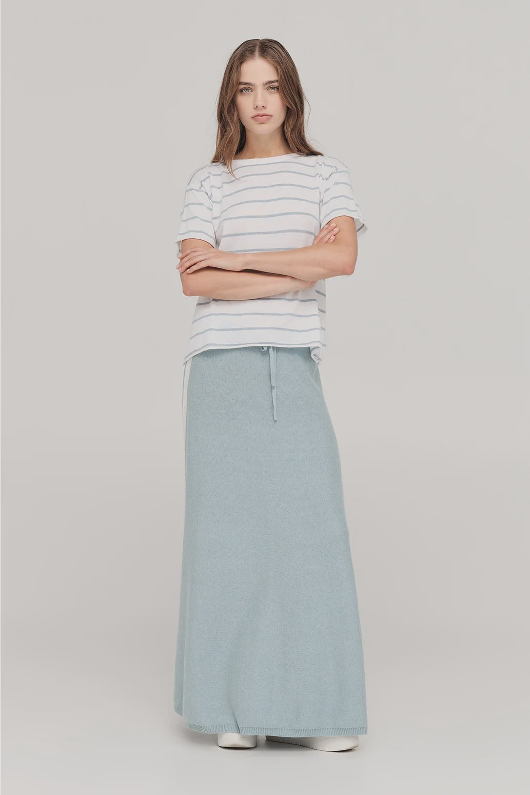 Stripe Solace Tee- Ivory Mist
