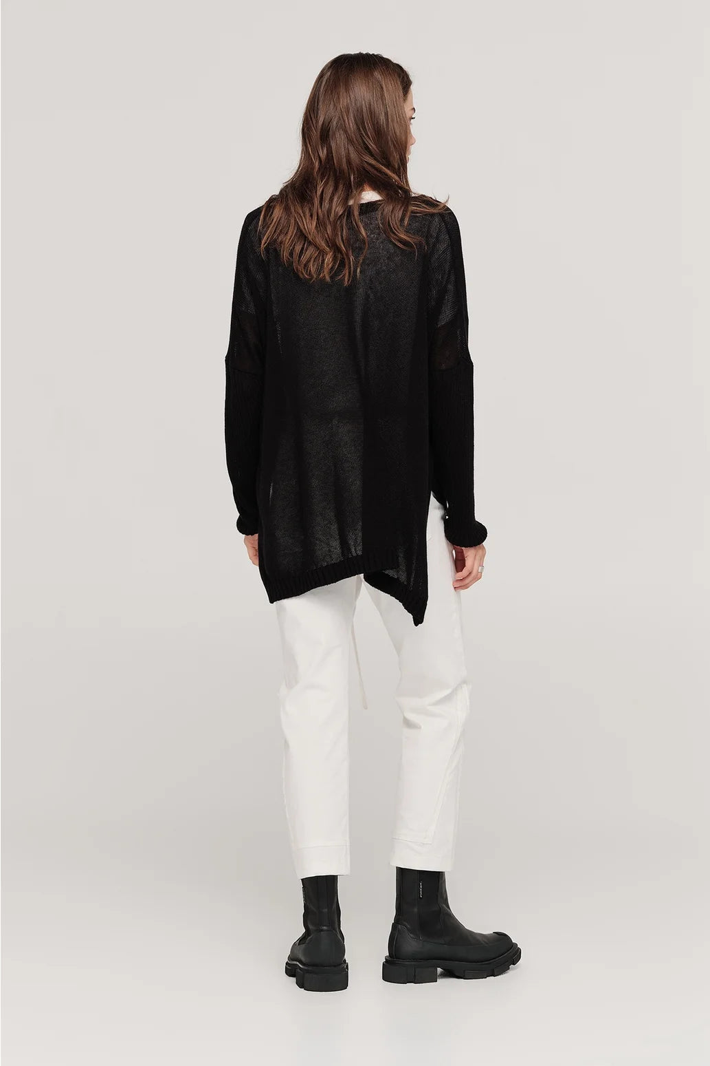 Squared Lucent Sweater-Black/Ivory