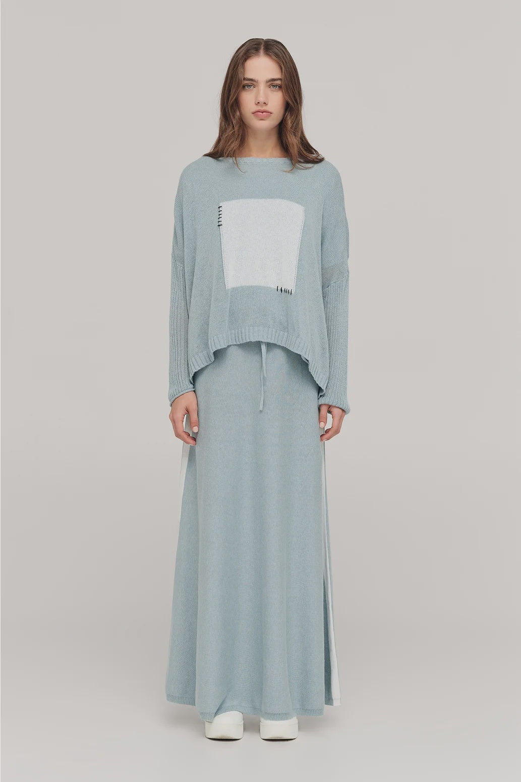 Squared Lucent Sweater-Mist/Ivory