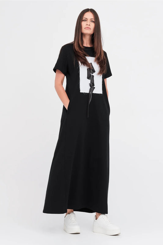 Sector Dress / Black-Ivory