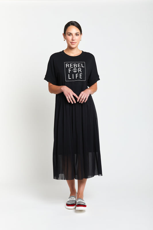 Rebel For Life Tee Dress / Black