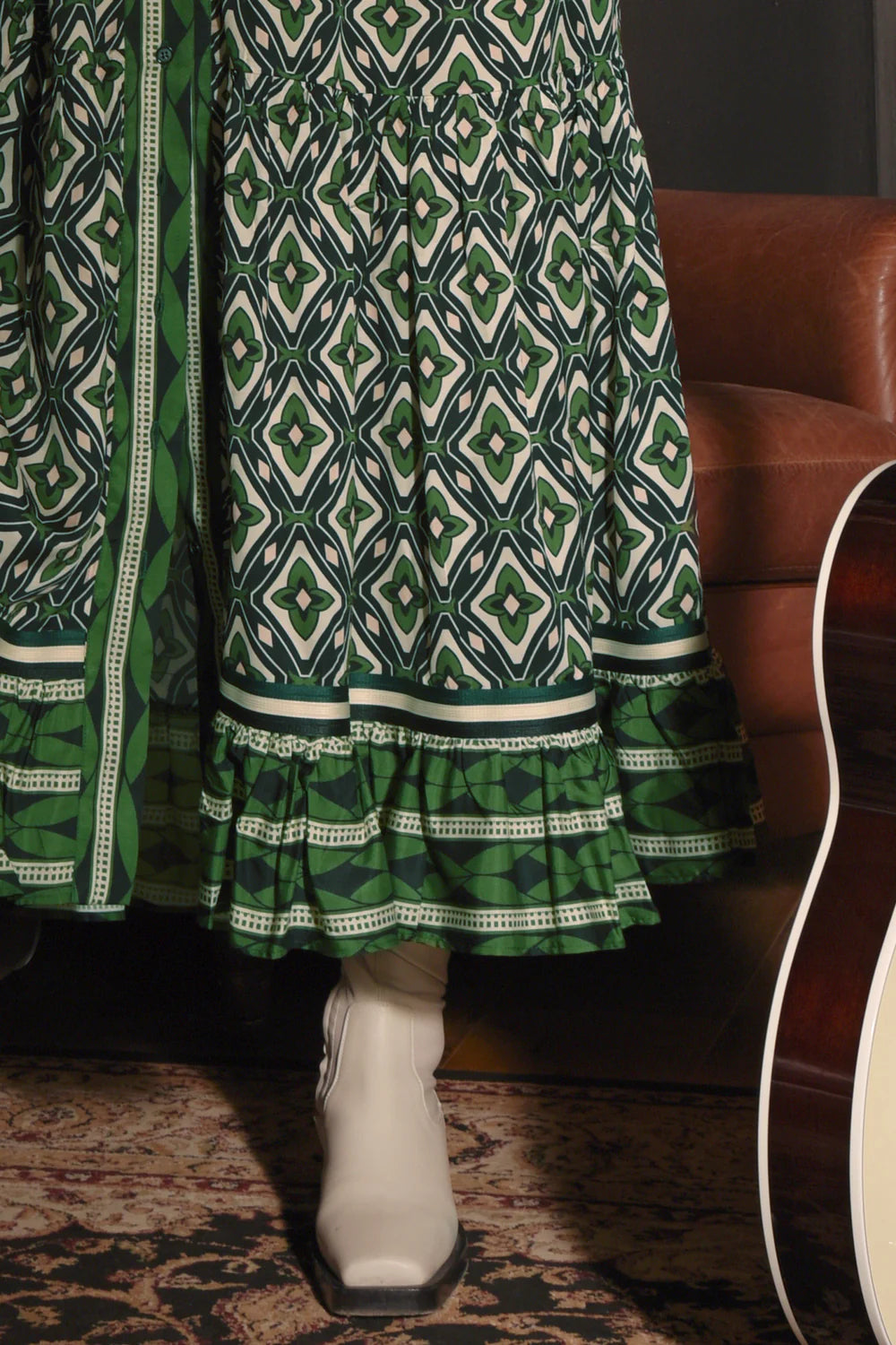 Dressing Game Dress / Green geo