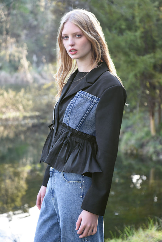 Denim Noir Jacket / Blue and Black