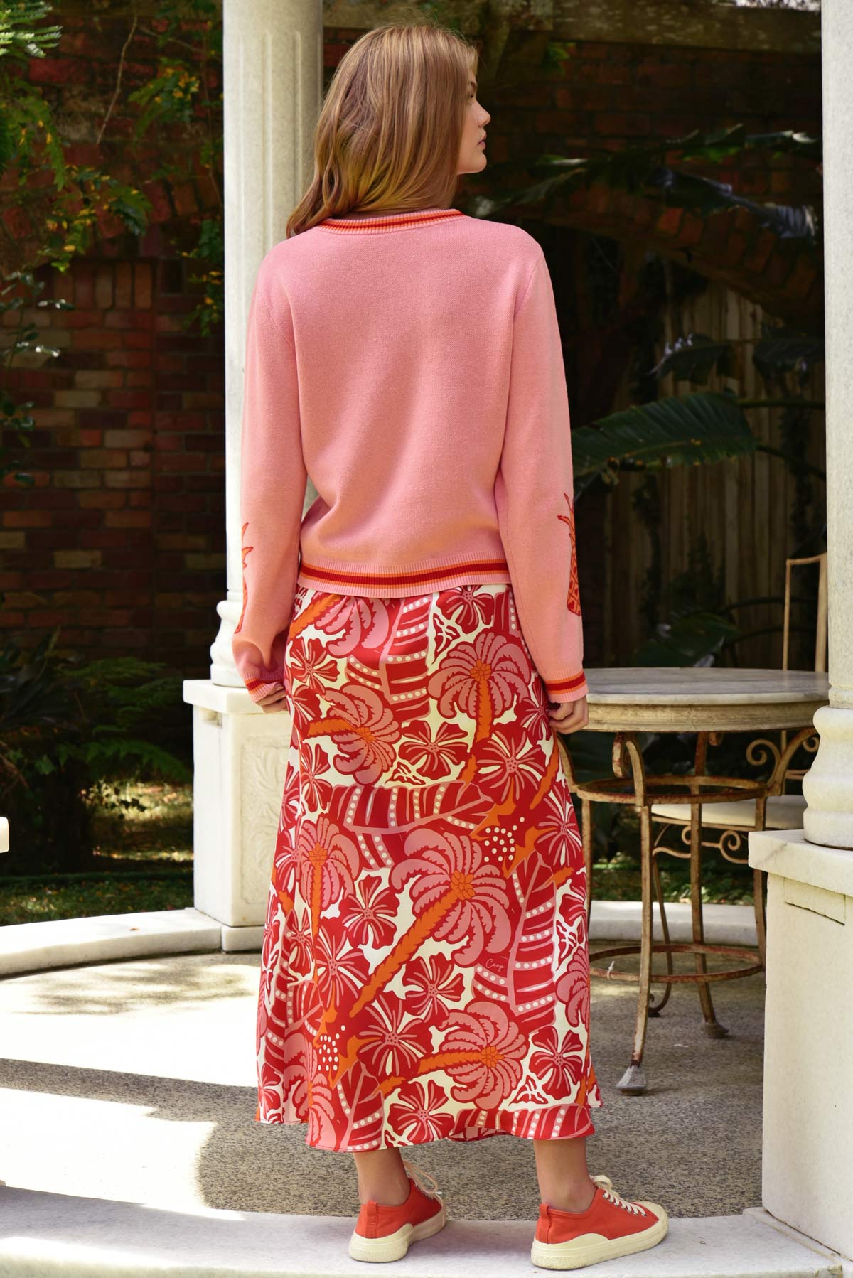 Bias the Way Skirt / Red & Pink