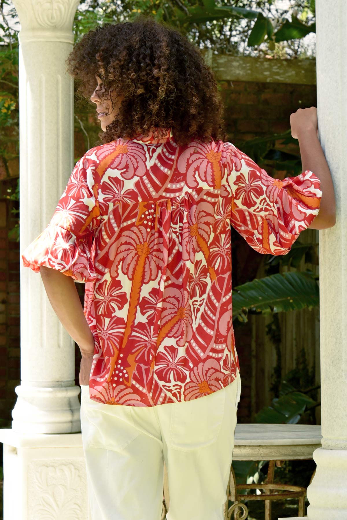 Palm Breeze Shirt / Red & Pink