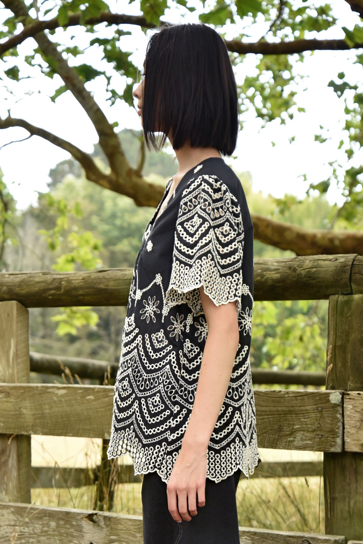 Me + U Top / Black Embroidery
