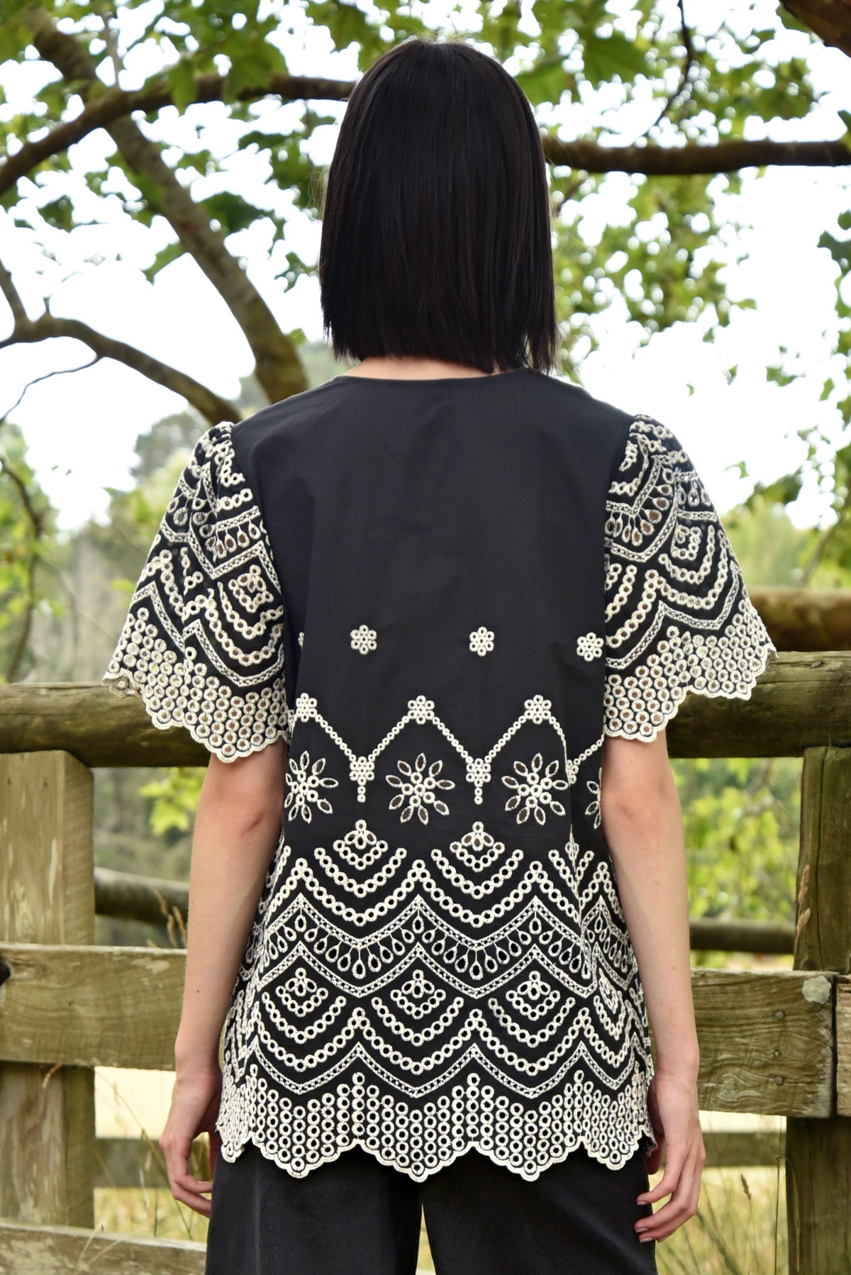 Me + U Top / Black Embroidery