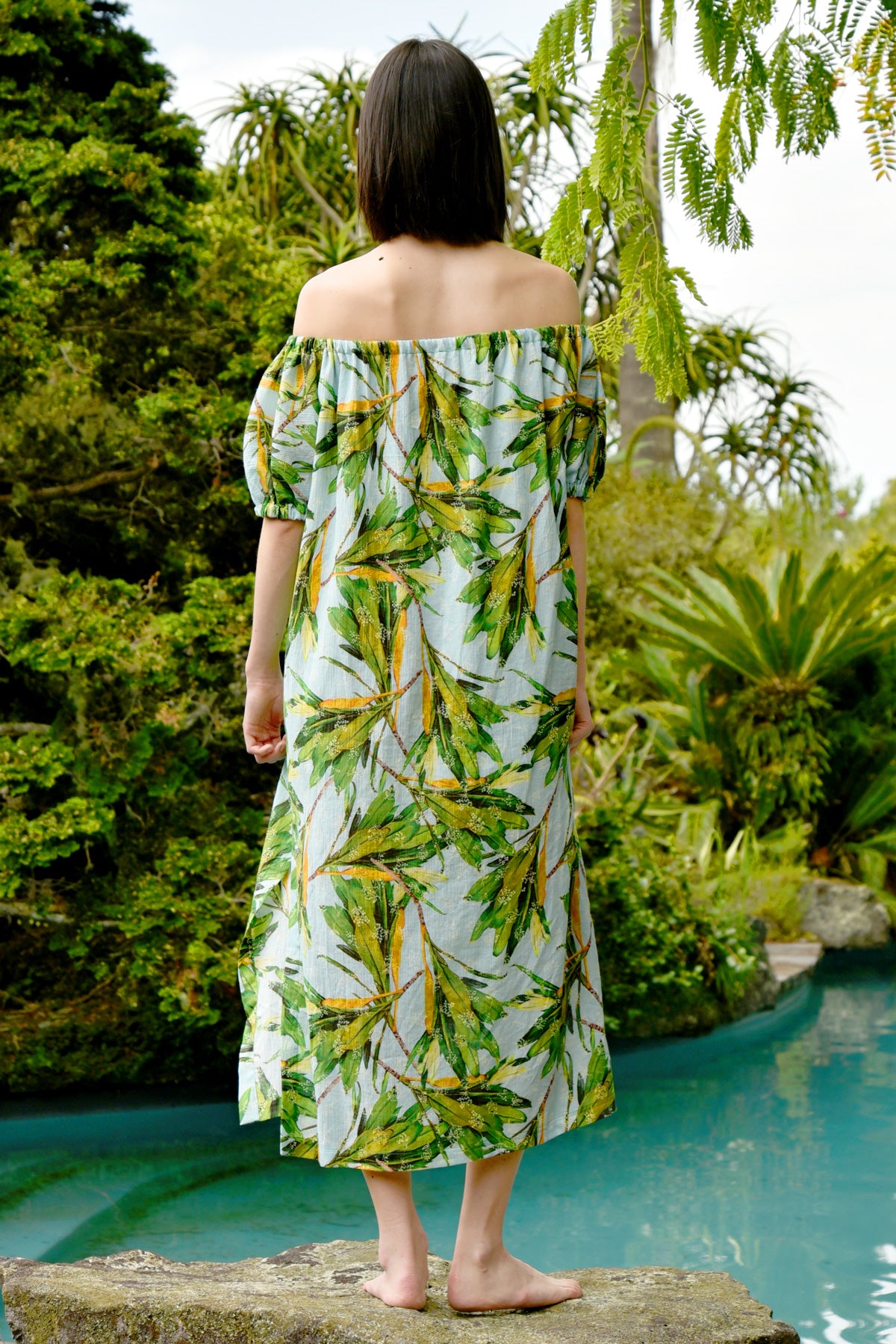 Shoulder On Dress / Blue Floral