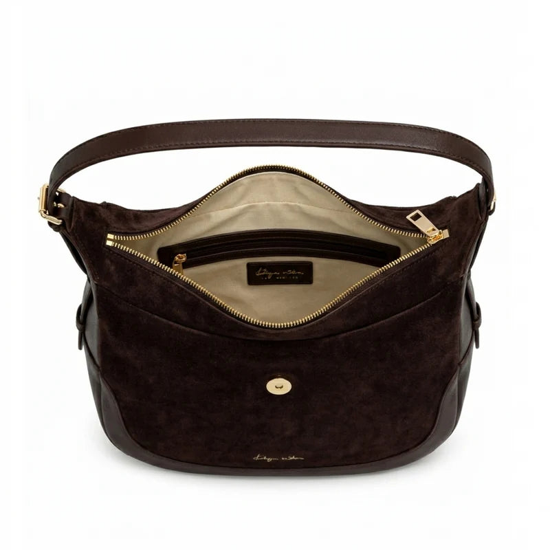 Devon Shoulder Bag / Chocolate Suede