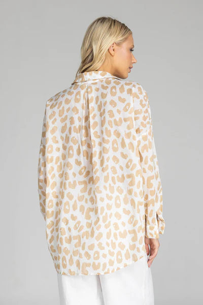 Defiant Shirt / Ivory with Camel Leopard