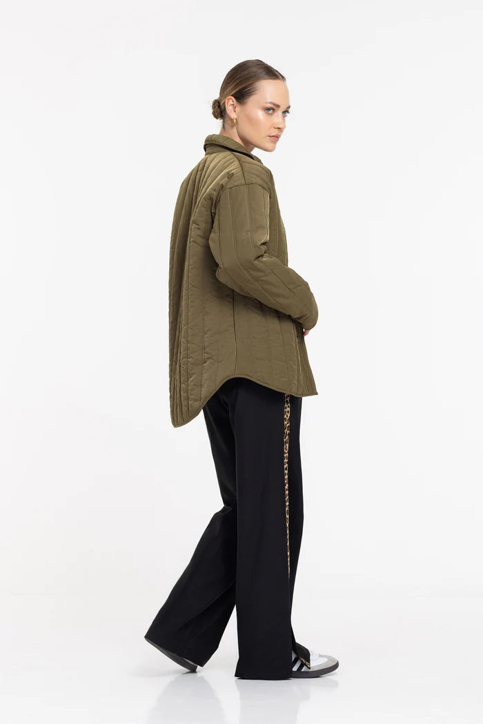 Diego Pant / Black with Leopard Trim