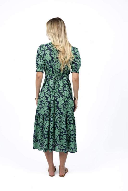 Fleur Midi Dress / Mint-Navy