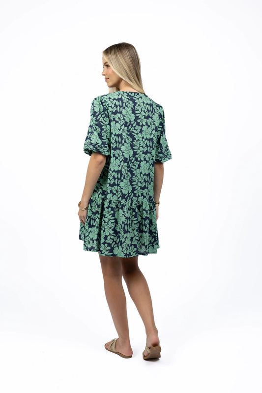 Fleur Smock Dress / Mint-Navy