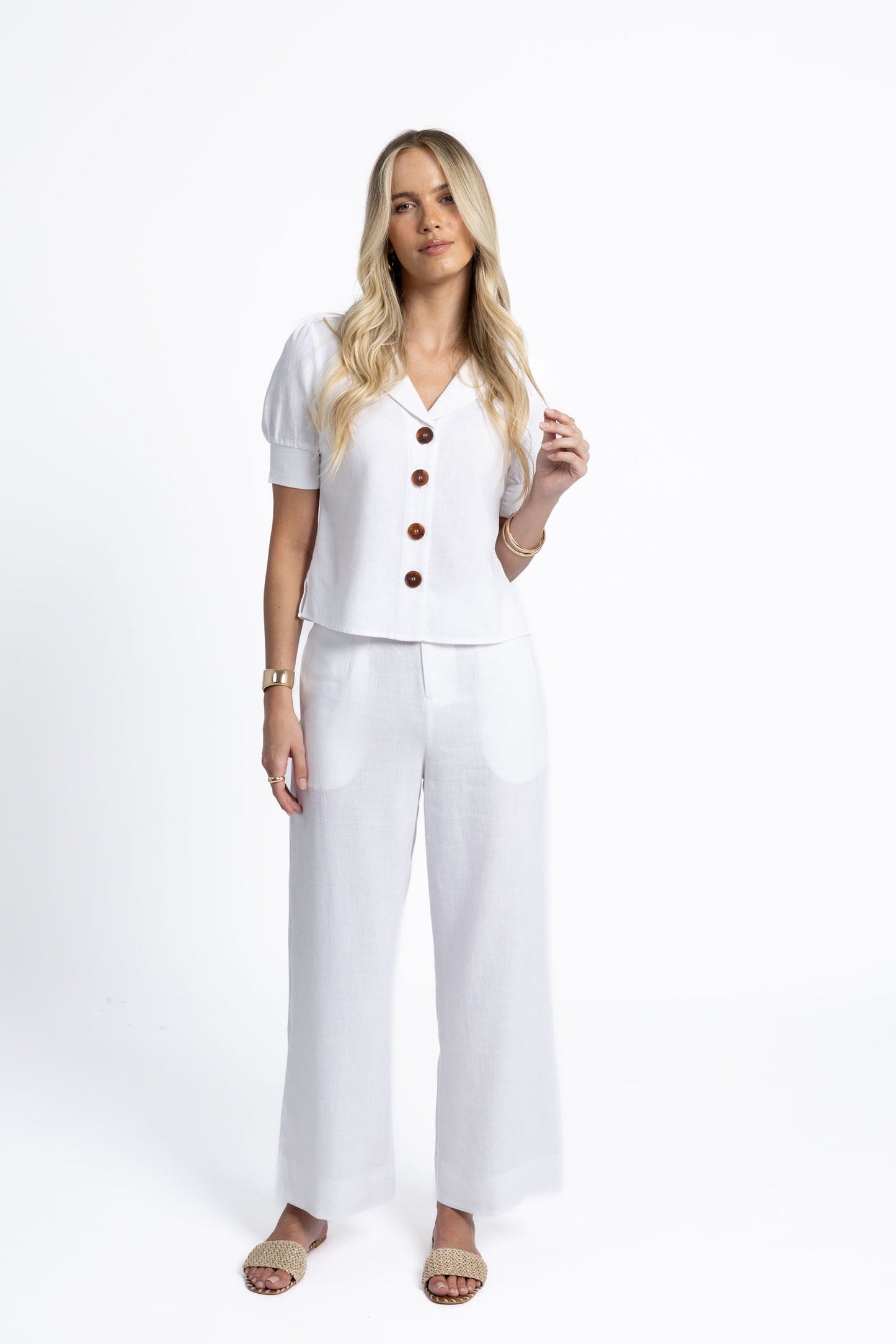 Fleetwood Linen Pant / White