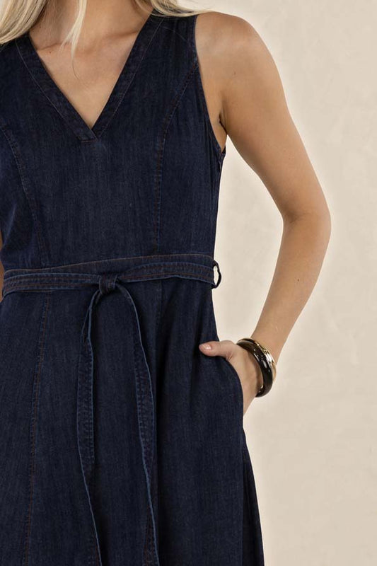 Ivy Denim Midi Dress / Dark Blue