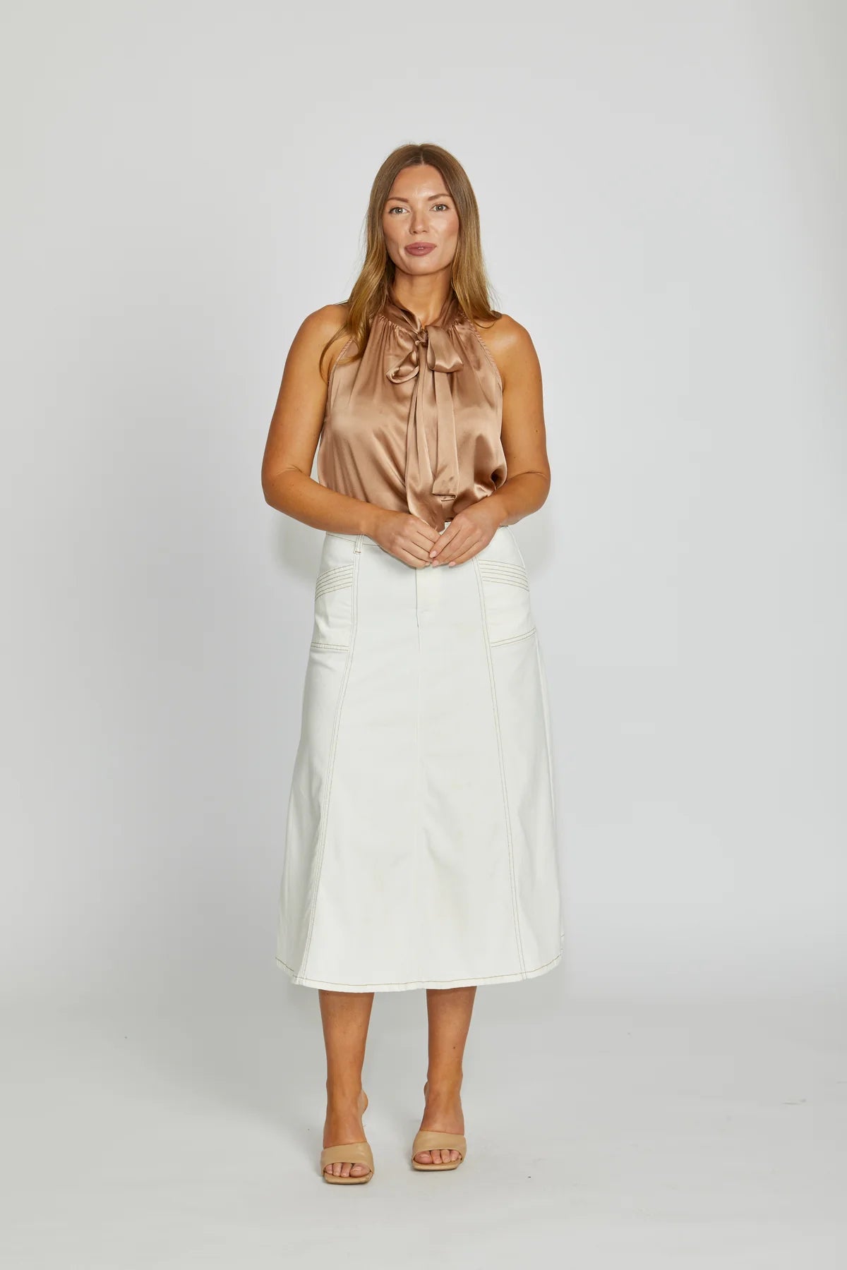 Kenley Denim Skirt / Milk-Tan