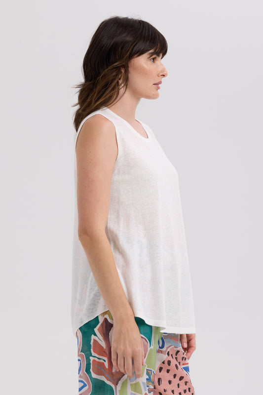 Linen A-Line Top / White