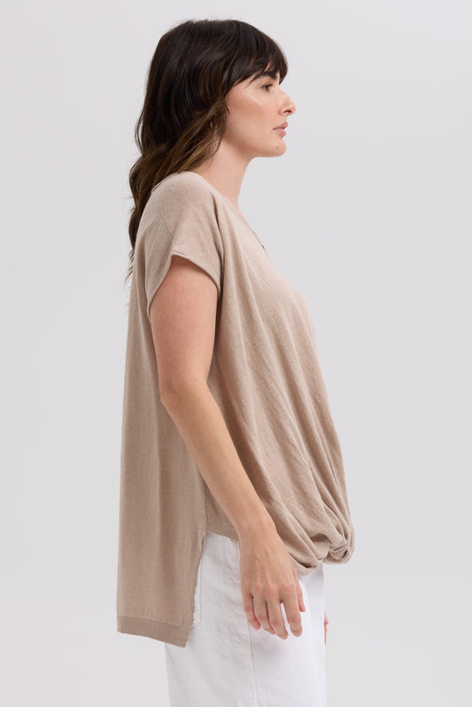 Linen Drape Top / Taupe