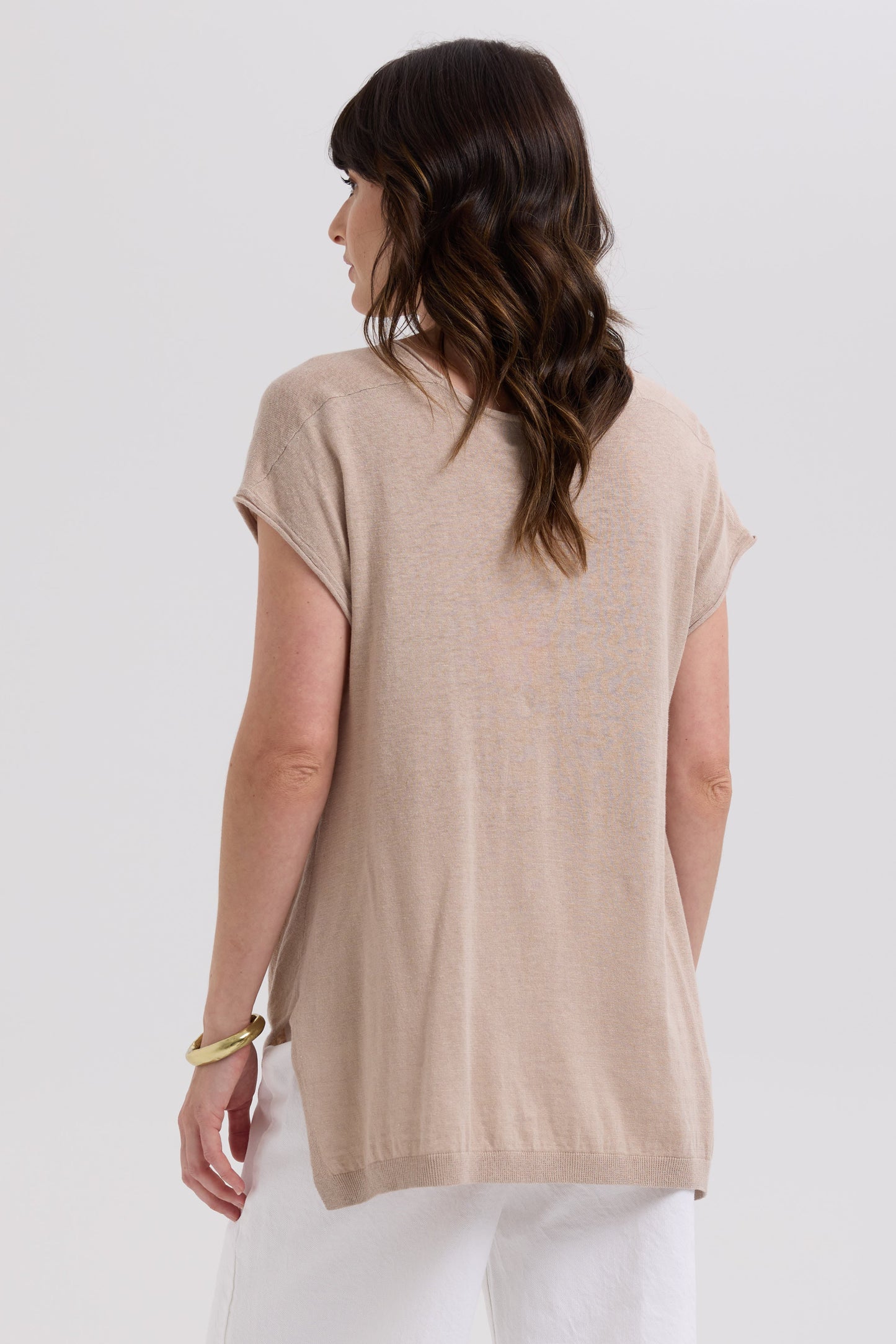 Linen Drape Top / Taupe