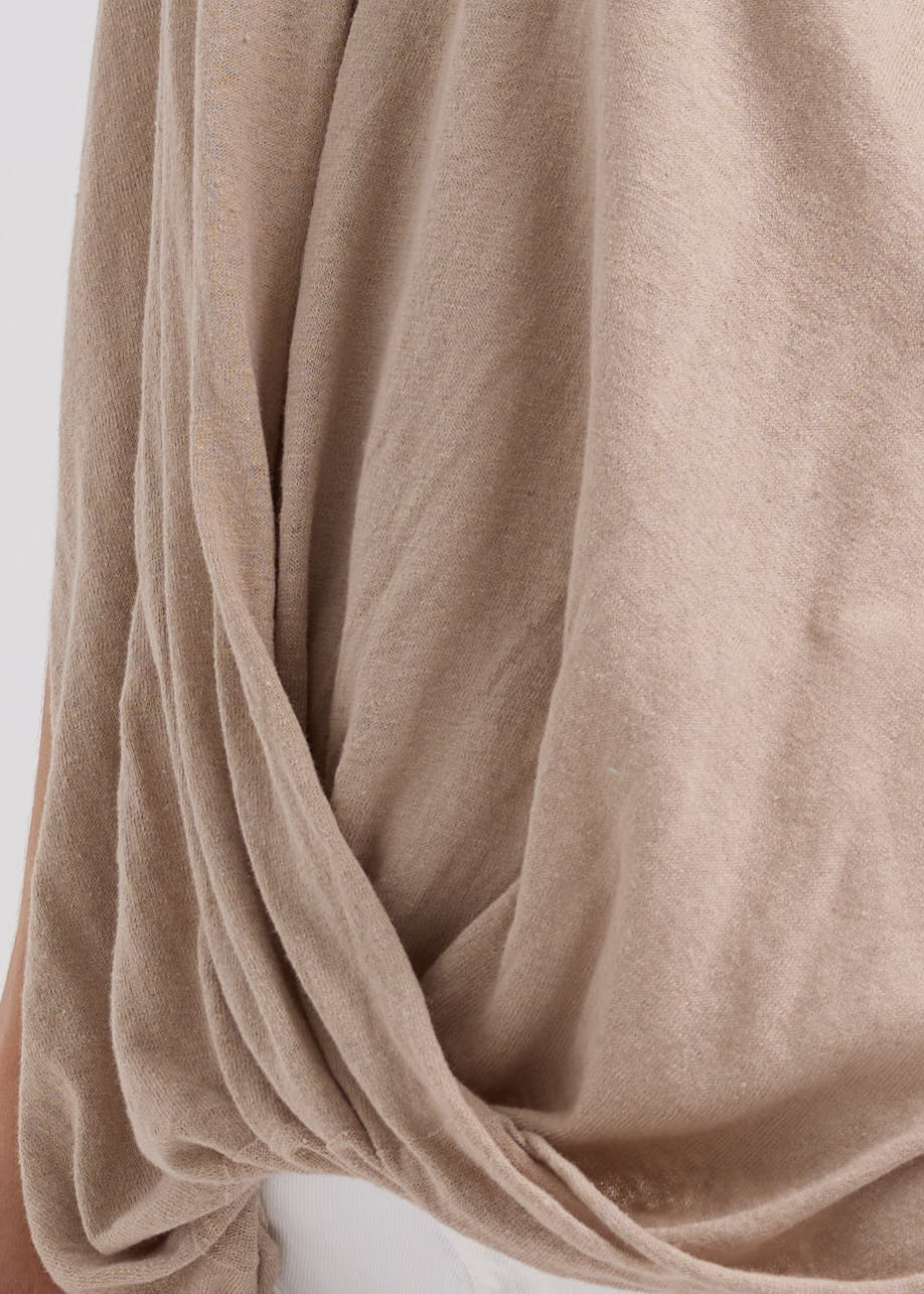 Linen Drape Top / Taupe