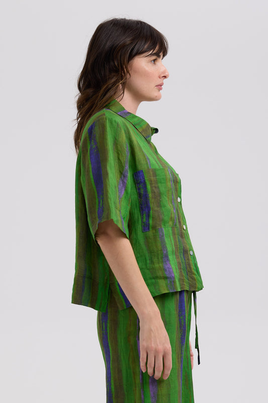 Painted Linen Shirt / Chartreuse