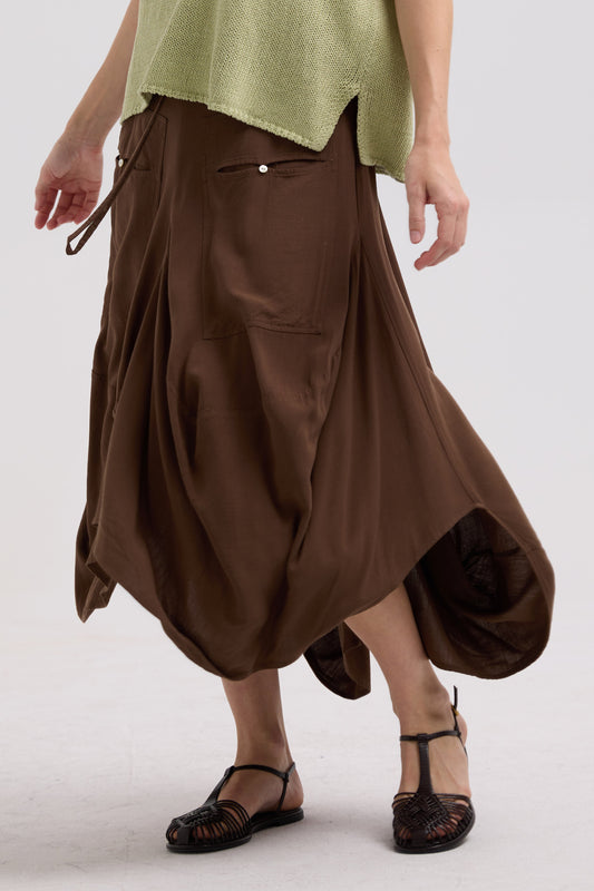Drape Bottom Skirt / Cocoa