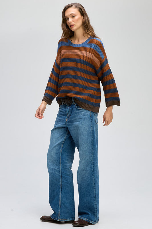 Chunky Stripe Crew / Nutmeg