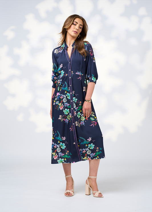 La Bohème Shirt Dress / Indigo Multi