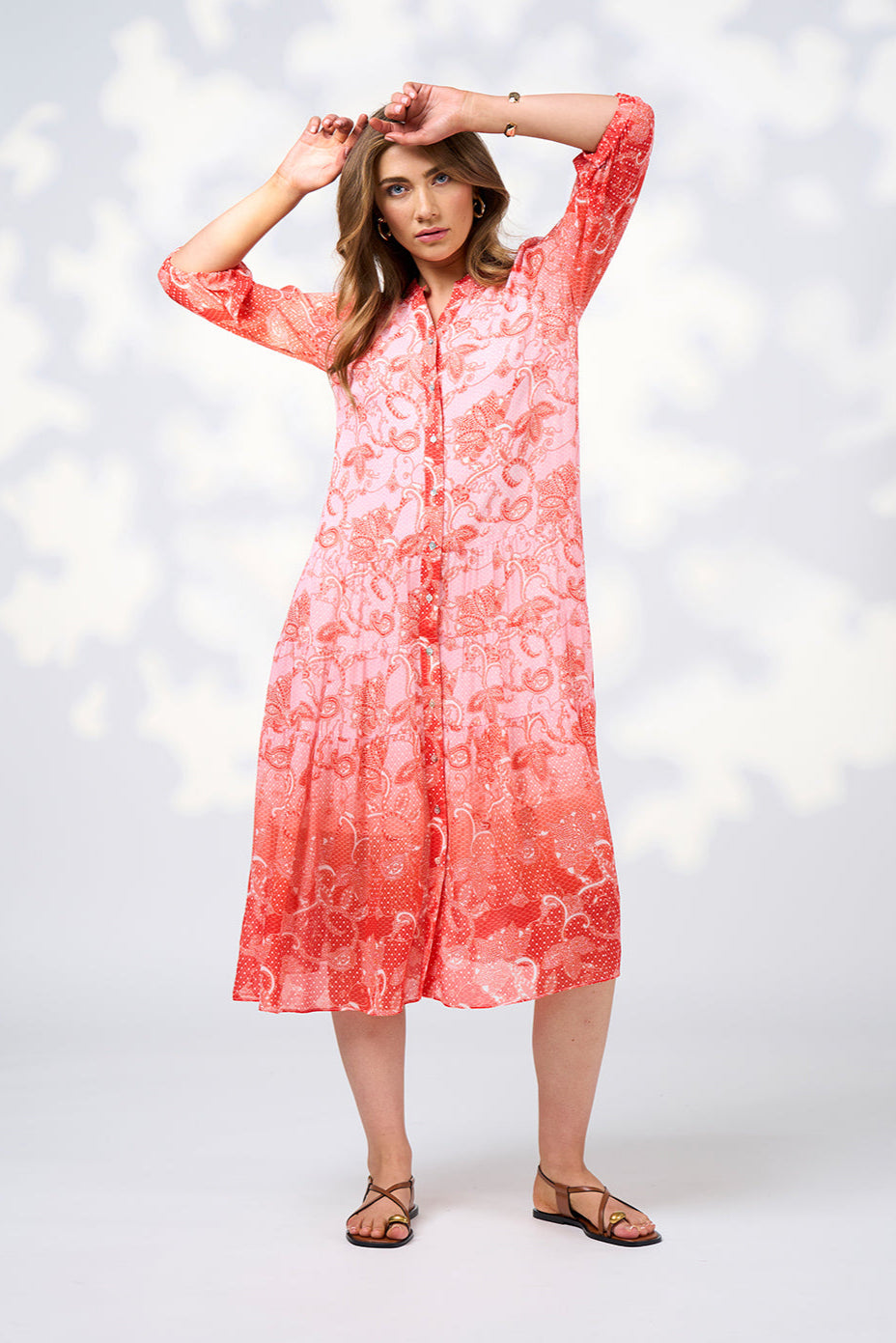 Stevie Midi Dress / Blood Orange Multi