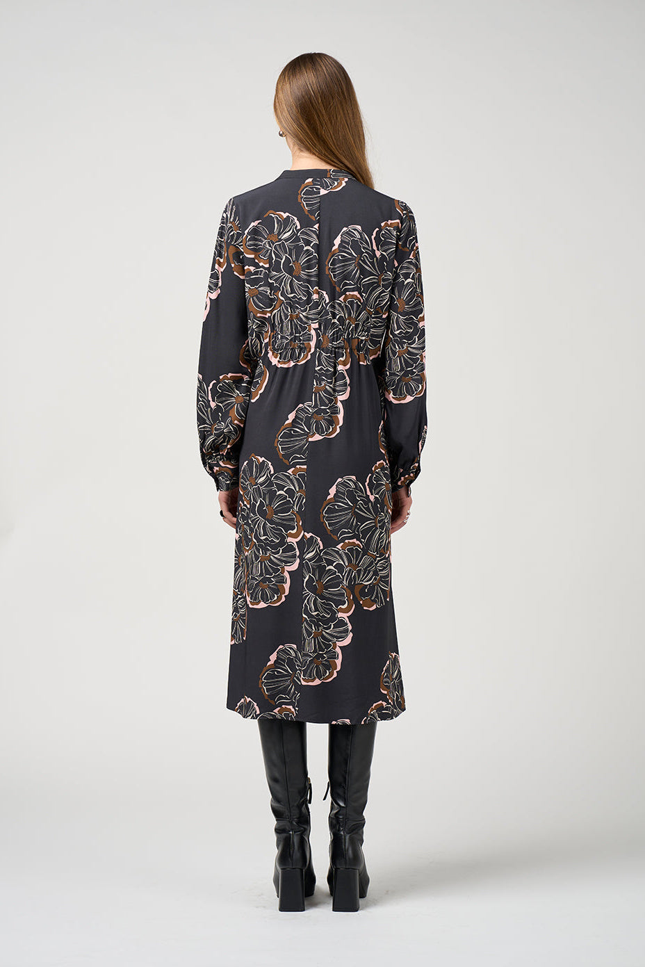 Wood Rose Dress / Black Multi