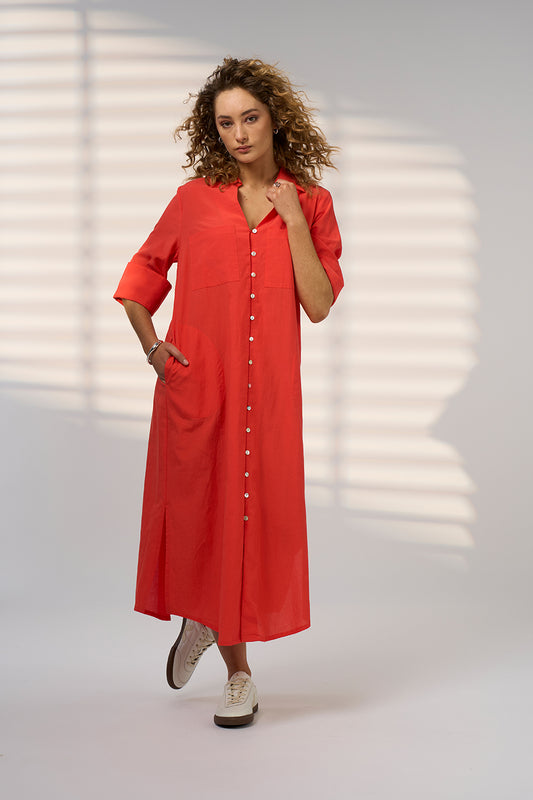 Drift Shirt Dress / Blood Orange
