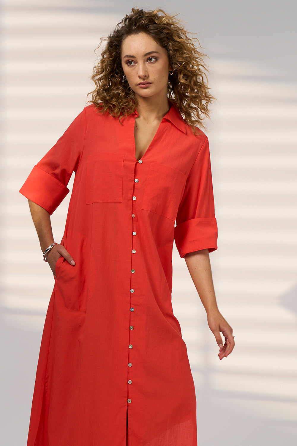 Drift Shirt Dress / Blood Orange