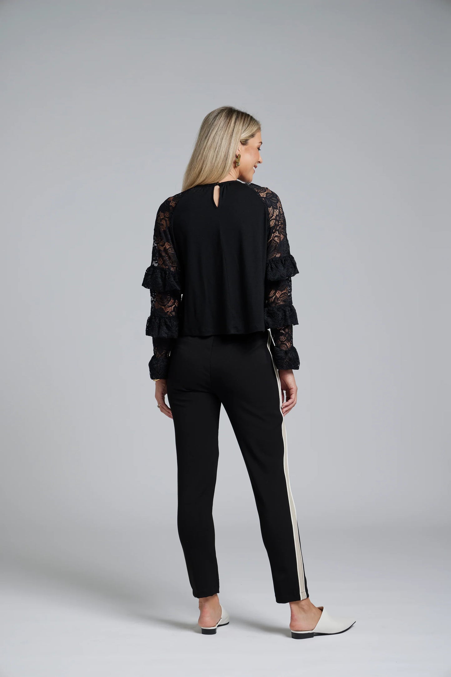 Lilly Piped Pant / Black-Sand