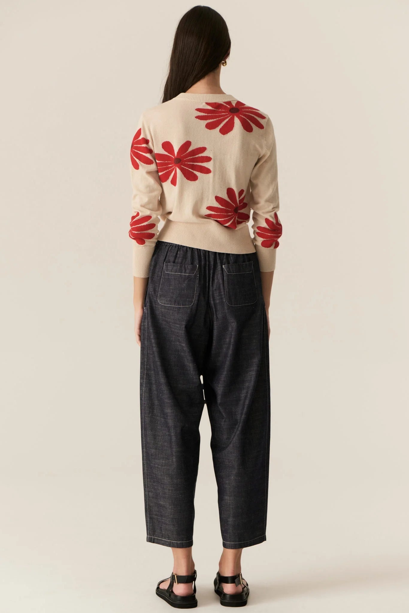 Lask Daisy Cardigan / Ecru-Red