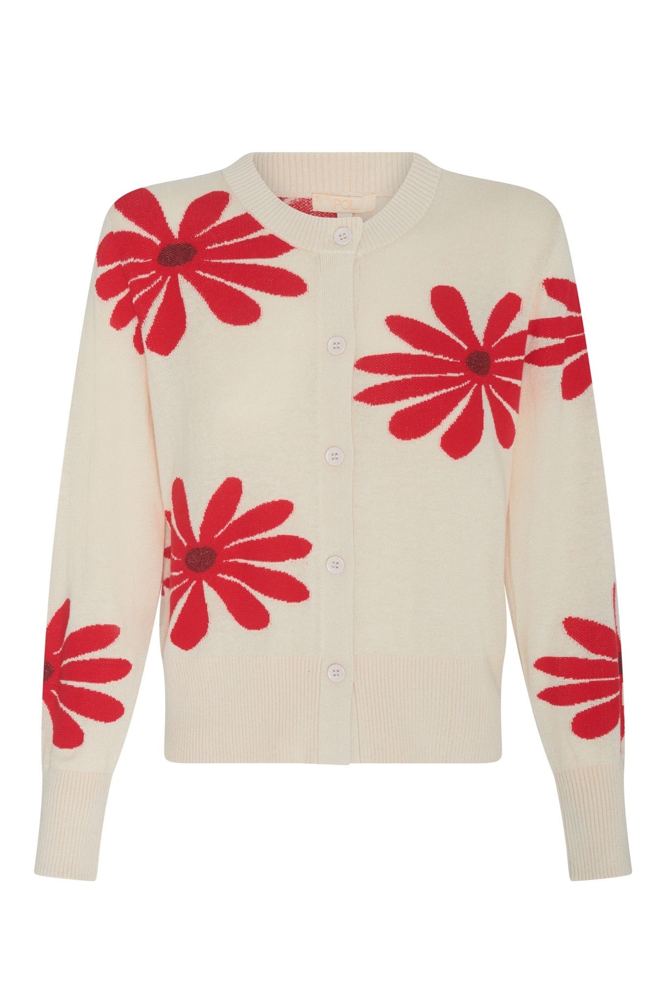 Lask Daisy Cardigan / Ecru-Red