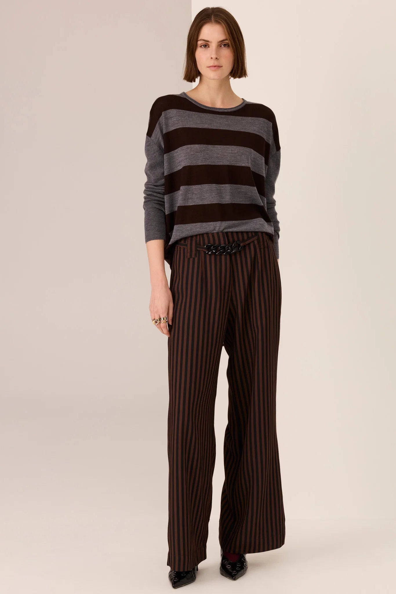 Dara Belted Pant / Choc-Black