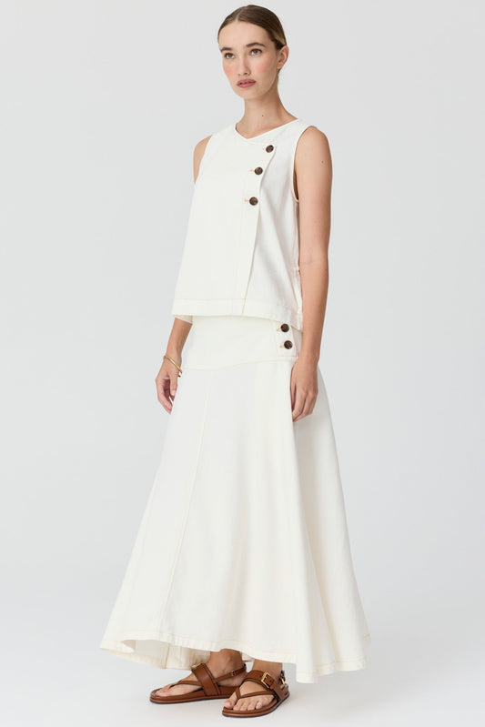 Anise Button Tank / Chalk