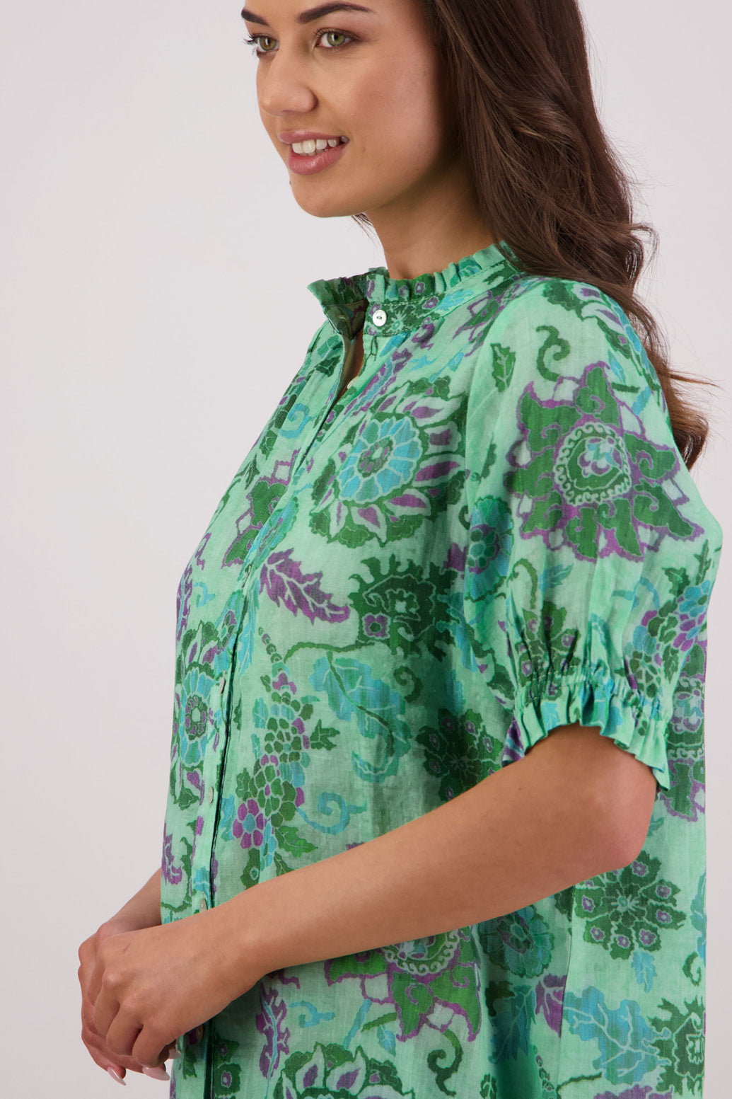 Pearly Shirt / Green Floral