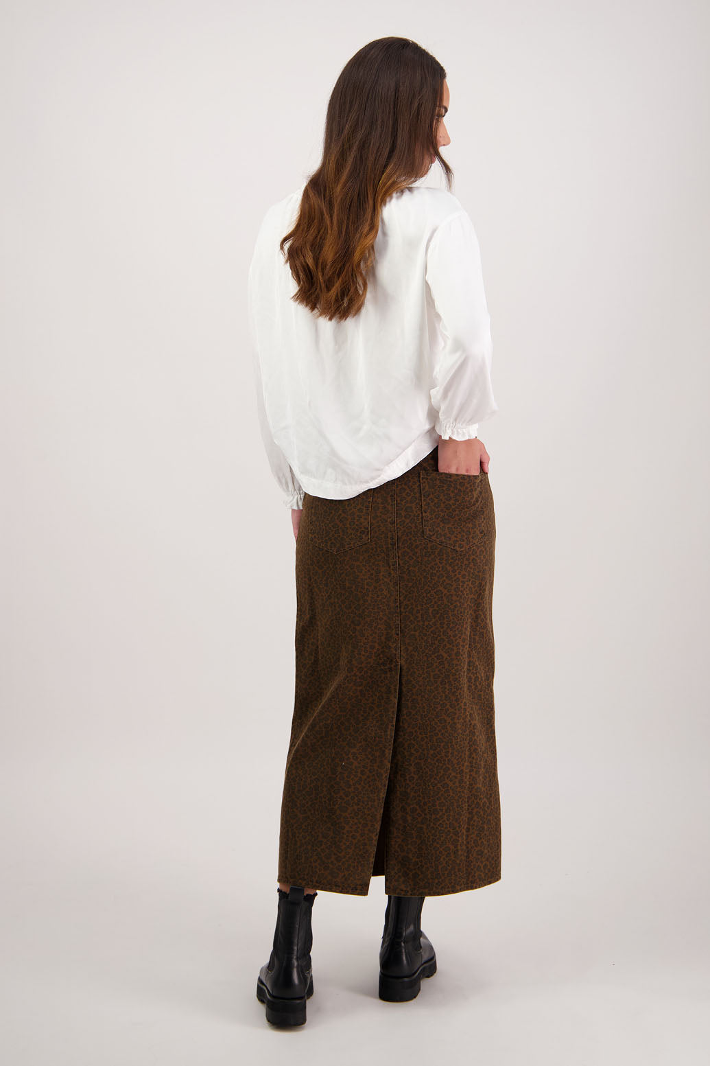 Rebel Denim Skirt / Tan Animal