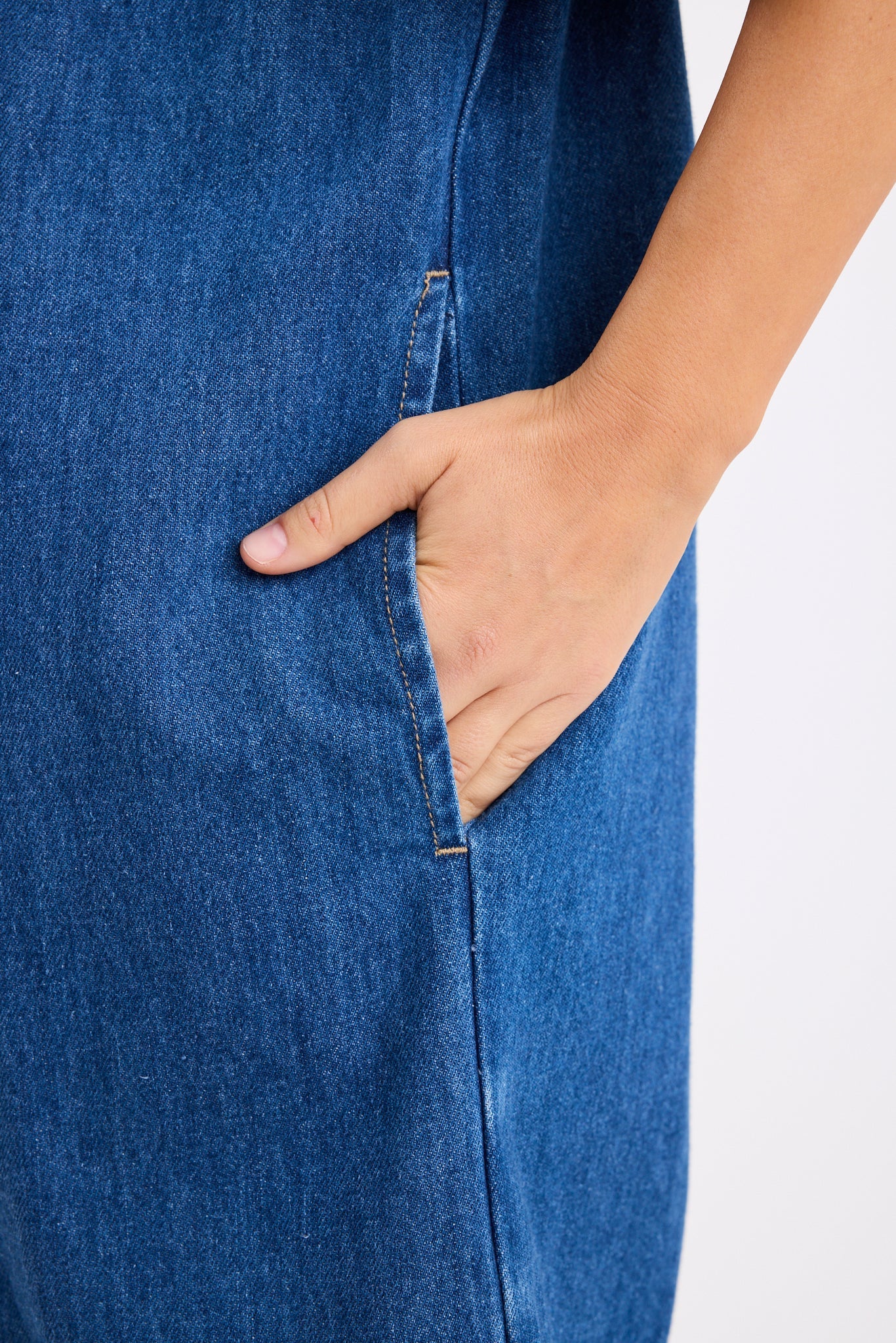 Shortcut Storm Short Sleeve Boxy Mini Shirt Dress / Blue Denim