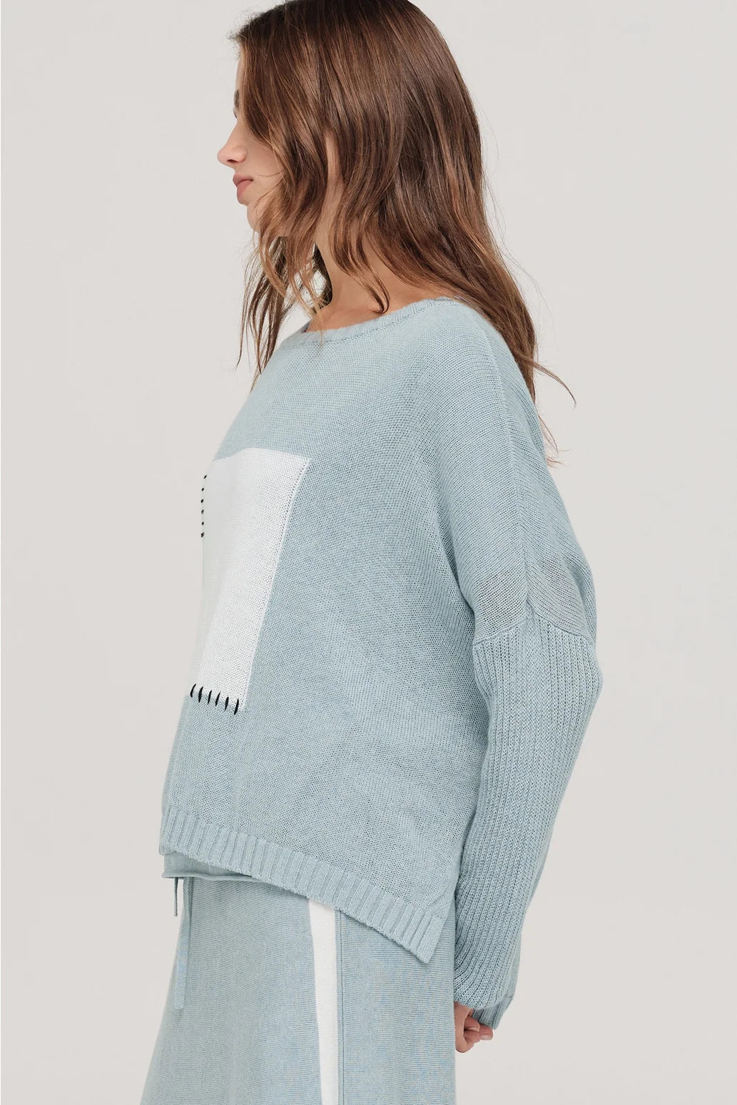 Squared Lucent Sweater-Mist/Ivory