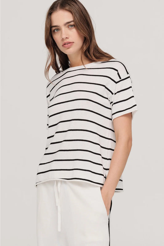 Stripe Solace Tee-Ivory/Black