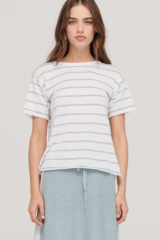 Stripe Solace Tee- Ivory Mist