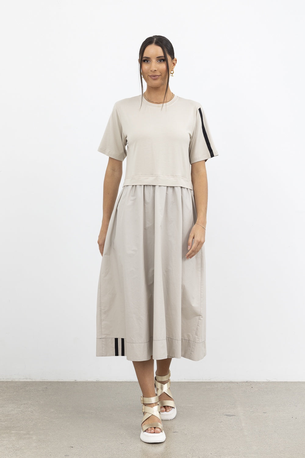 That Way Dress / Ivory-Black Trim